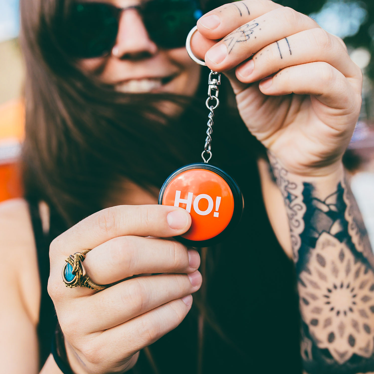 HO! Button Keychain